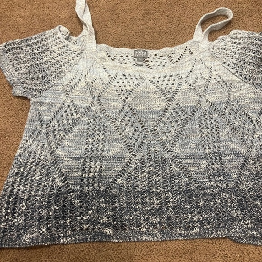 Blue knit‎ crochet sweater size XL